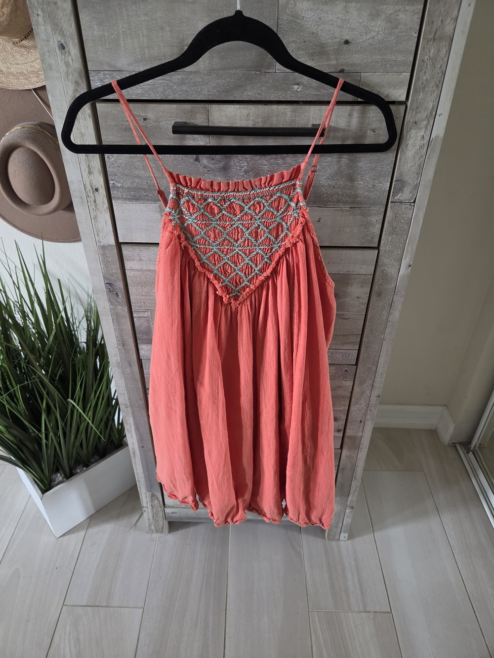 Free People Coral Spaghetti Strap Dress